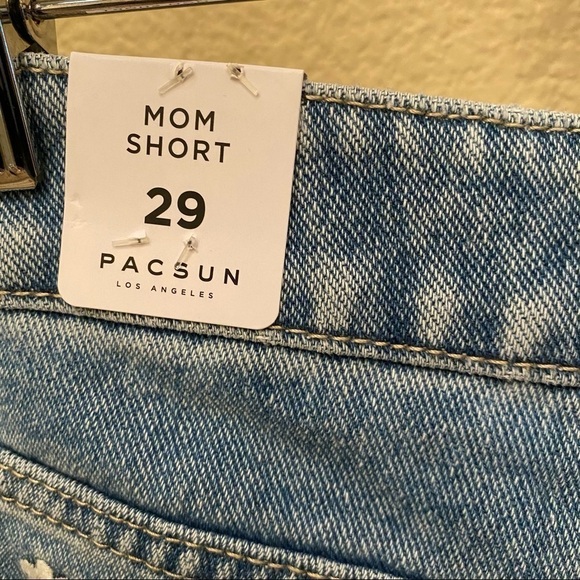 NWT~PACSUN Embroidered Floral Blue Mom Jean Shorts Size 29 - Picture 6 of 10